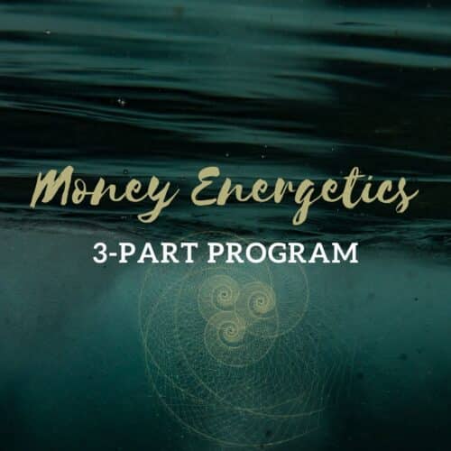 Emerald ocean with sacred geometry and the text money energetics